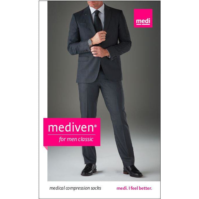 Mediven for Men Classic 20-30 mmHg na altura do joelho, panturrilha extra larga
