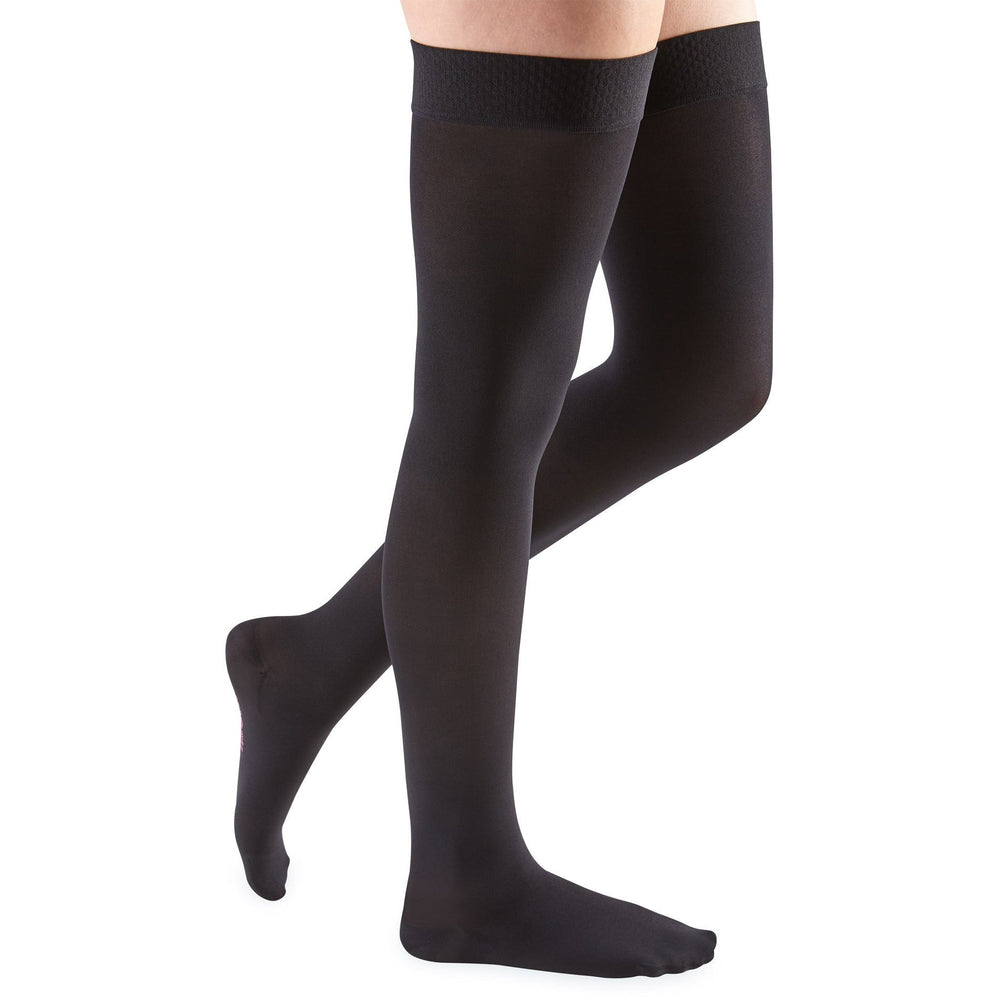 Mediven Comfort 20-30 mmHg Thigh High w/ Beaded Silicone Top Band, Ebony