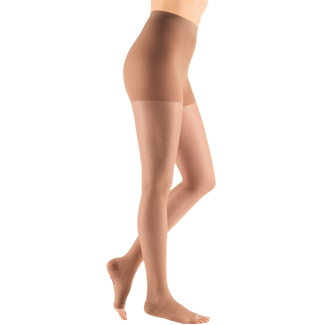 Mediven Sheer & Soft feminino 15-20 mmHg meia-calça aberta com dedo do pé, natural