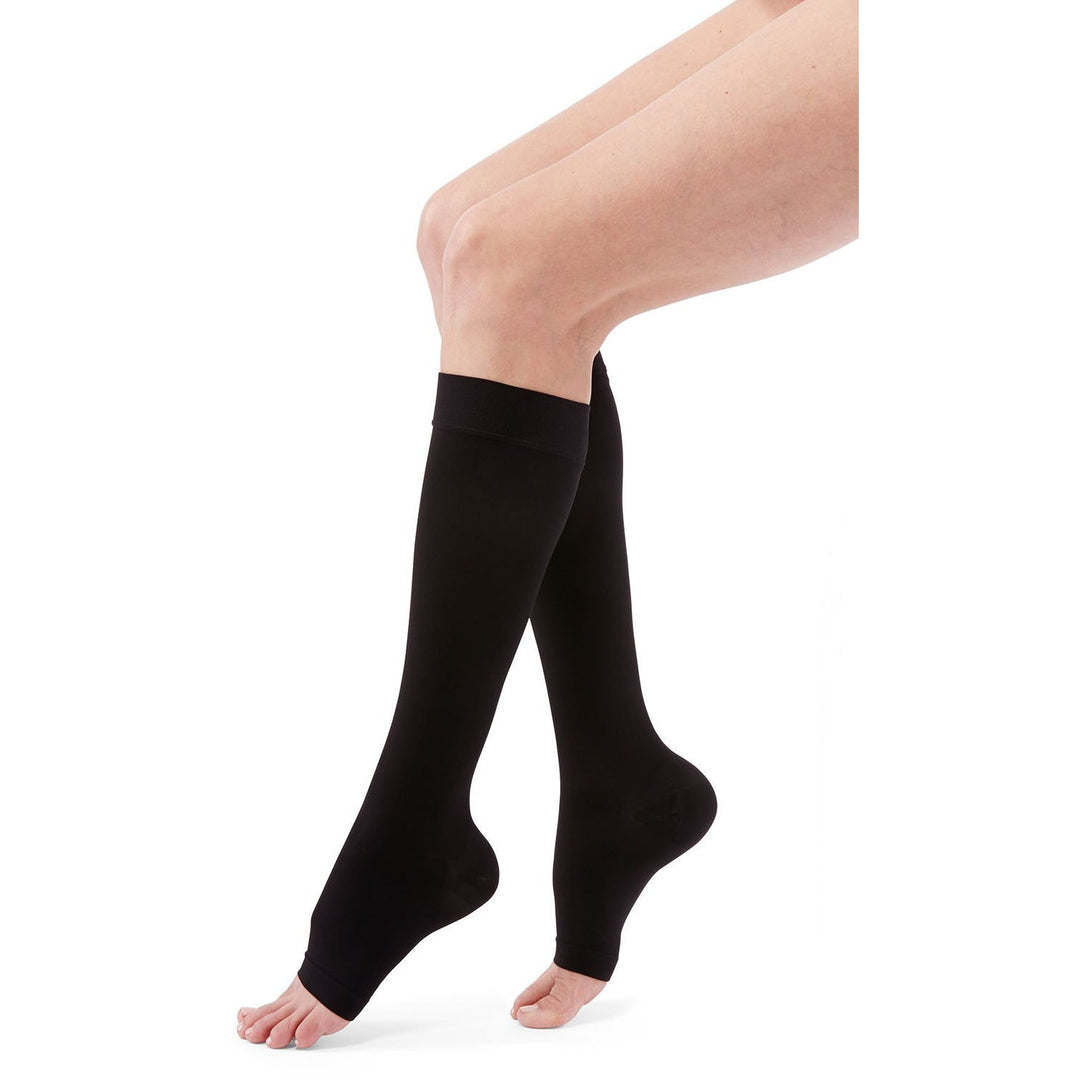 Duomed Advantage 15-20 mmHg OPEN TOE Kniestrümpfe, Schwarz