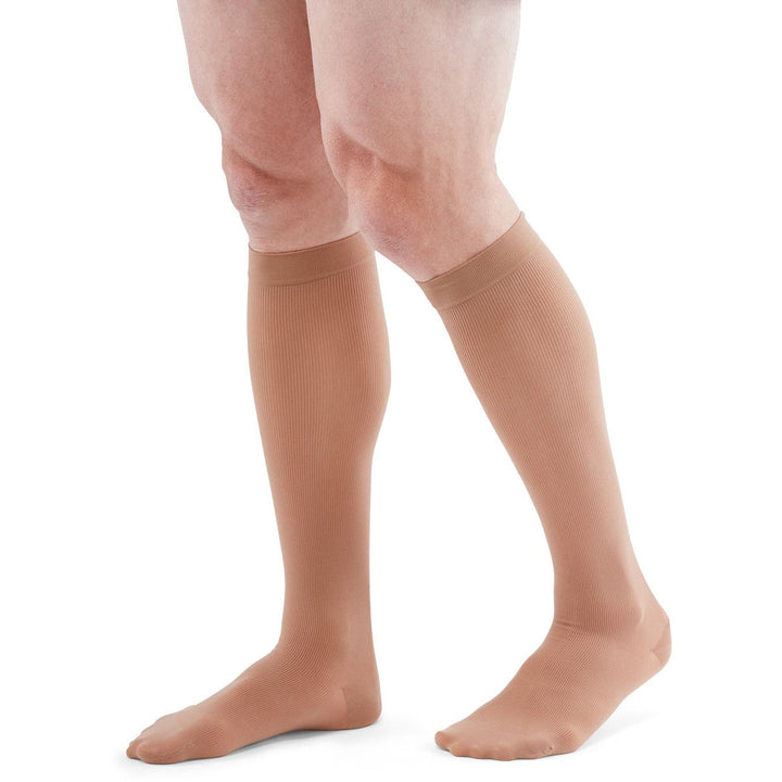 Duomed Patriot - Medias hasta la rodilla para hombre, 30-40 mmHg, color tostado