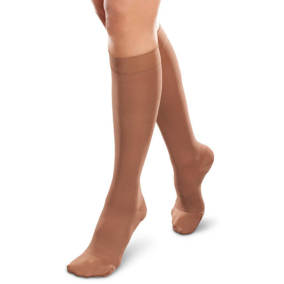 Therafirm Ease Opaque - Medias hasta la rodilla para mujer, 15-20 mmHg, color bronce