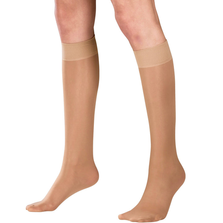 Truform Lites - Medias hasta la rodilla para mujer, 8-15 mmHg, color beige