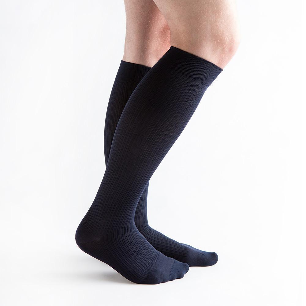 VenActive Calcetines de compresión Classic Rib 15-20 mmHg para hombre, azul marino