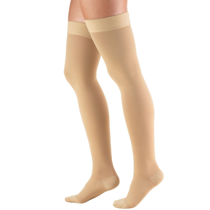 Truform 30-40 mmHg Thigh High w/ Silicone Dot Top, Beige