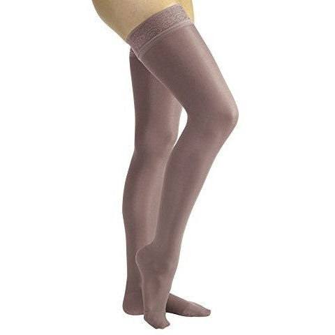 JOBST ® UltraSheer kvinders 20-30 mmHg lårhøj med blonde silikone topbånd, antracit