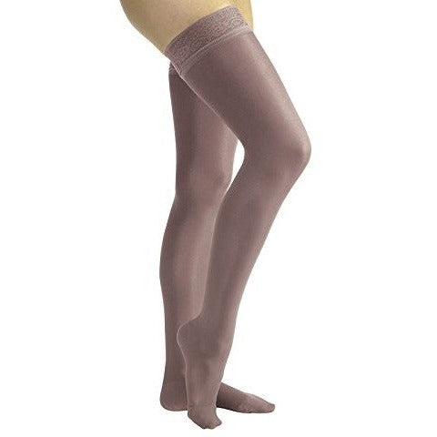 JOBST ® UltraSheer feminino 15-20 mmHg na altura da coxa com faixa superior de renda de silicone, antracite