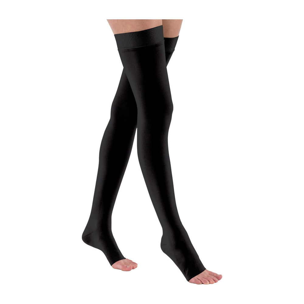 JOBST ® Relief Thigh High 20-30 mmHg com faixa superior de silicone, bico aberto, preto