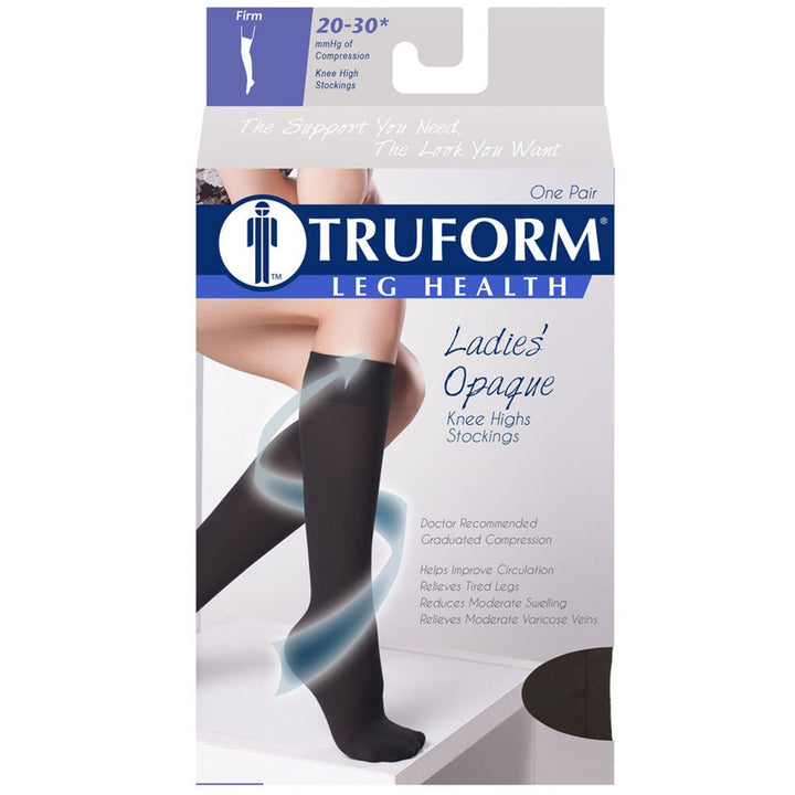 Truform Opaque - Medias hasta la rodilla con punta abierta para mujer, 20-30 mmHg