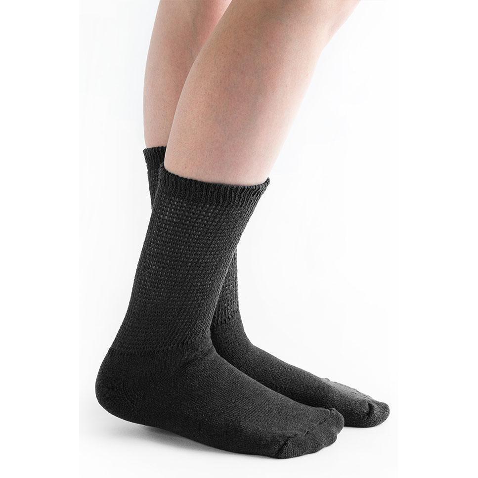 Doc Ortho Loose Fit Diabetic Crew Socken, 3 Paar, Schwarz