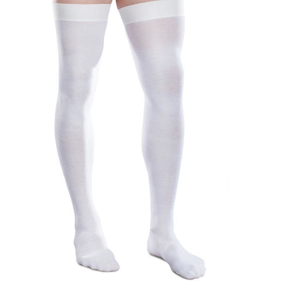 Core-Spun Cushioned 15-20 mmHg Thigh High, White