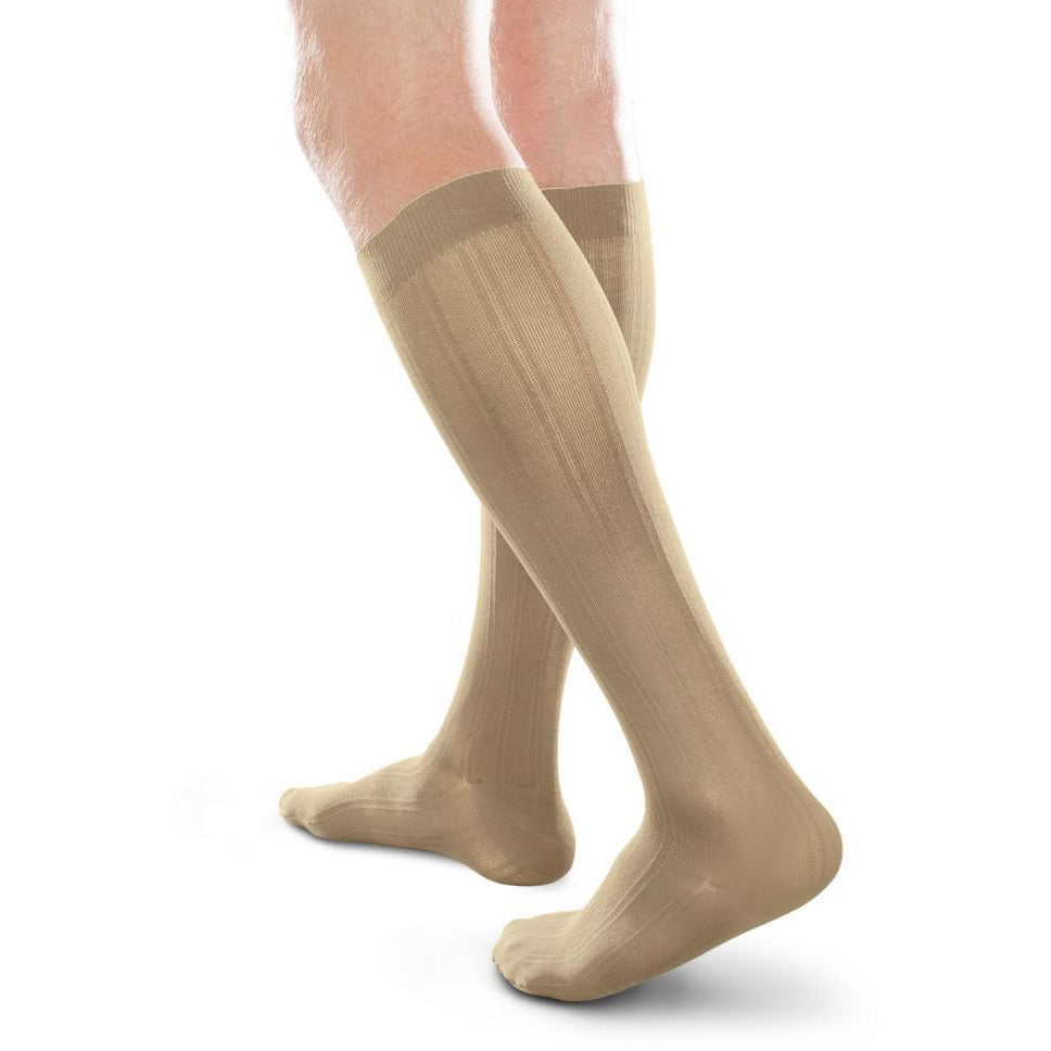 Therafirm Ease - Medias hasta la rodilla para hombre, 15-20 mmHg, color caqui