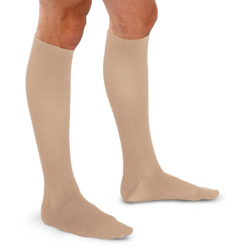 Therafirm masculino 20-30 mmHg com nervuras na altura do joelho, cáqui