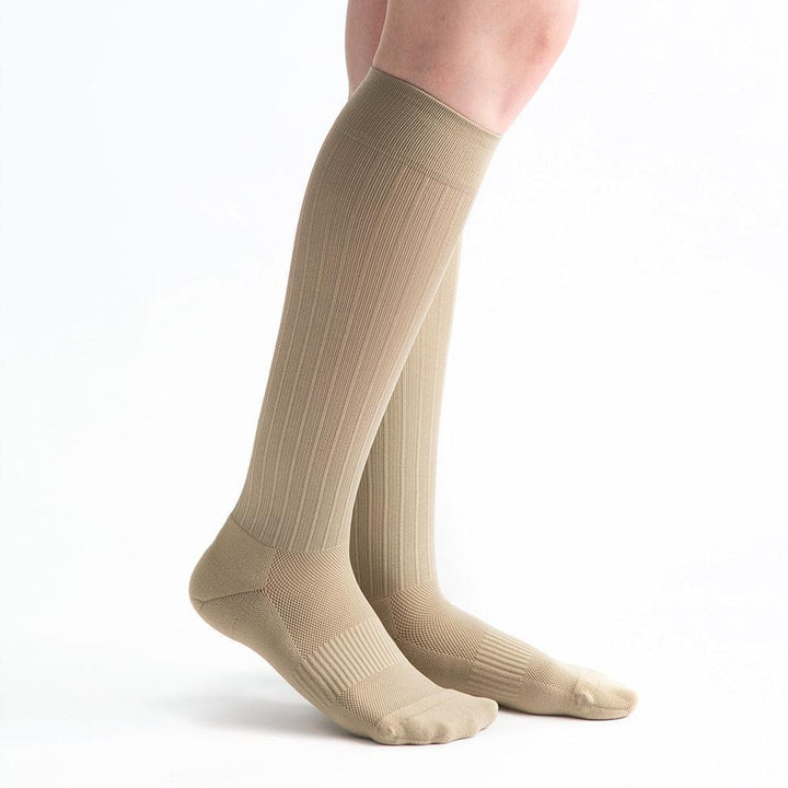 VenActive Pantalon coussiné pour femme, chaussette de compression 15-20 mmHg, kaki
