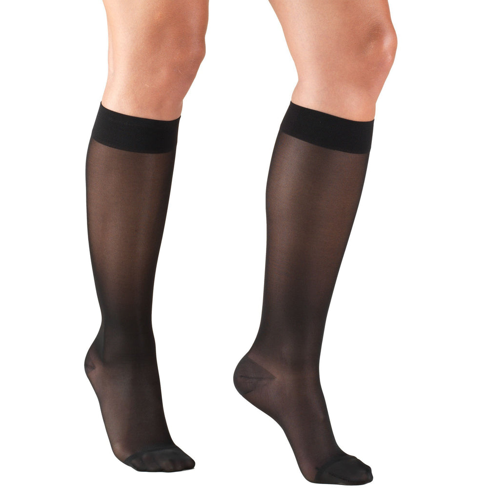 Truform Lites - Medias hasta la rodilla para mujer, 15-20 mmHg, color negro