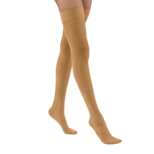 JOBST ® UltraSheer feminino 20-30 mmHg na altura da coxa com faixa superior de silicone pontilhada, bronzeado