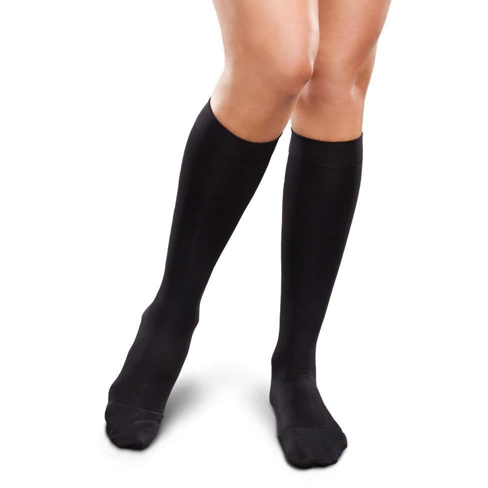 Therafirm Ease Opaque - Medias hasta la rodilla para mujer, 20-30 mmHg, color negro