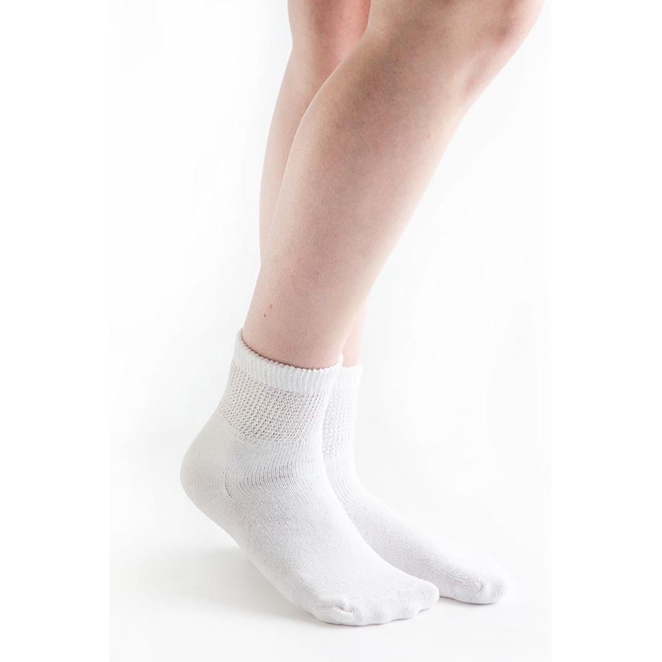 Chaussettes 1/4 pour diabétiques Doc Ortho Loose Fit, 3 paires, blanches