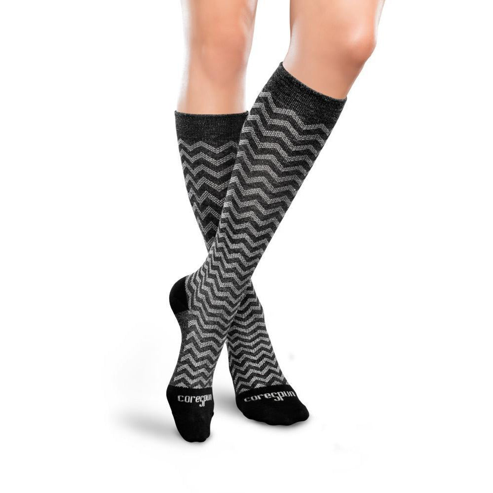Core-Spun Patterned 10-15 mmHg Knee High Compression Socks, Trendsetter