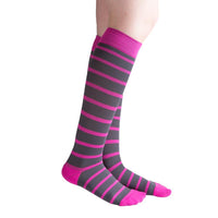 VenaCouture Women's Bold Candy Striped 15-20 mmHg Compression Sock, Stormy Fuscia