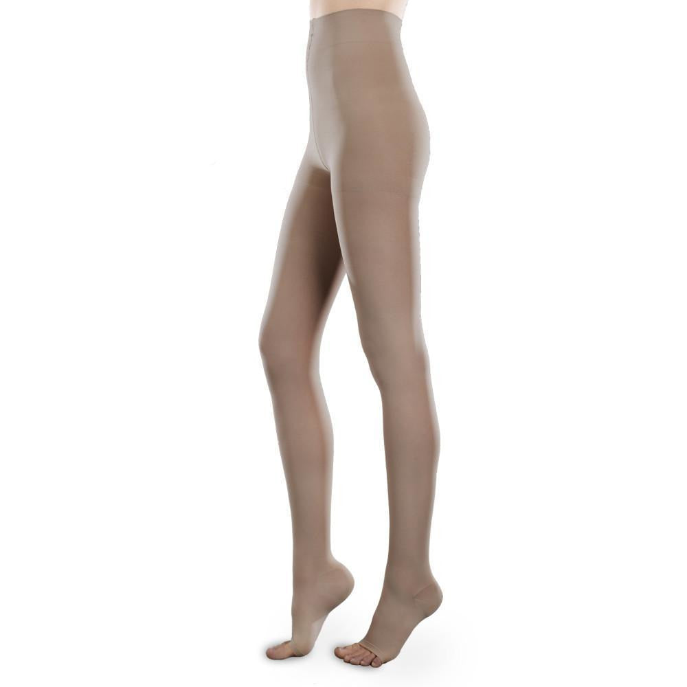 Meia-calça feminina Therafirm Sheer Ease 20-30 mmHg ABERTA, areia
