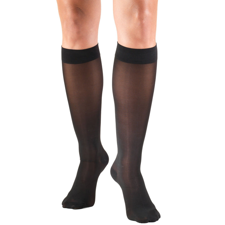 Truform TruSheer feminino 30-40 mmHg na altura do joelho, preto