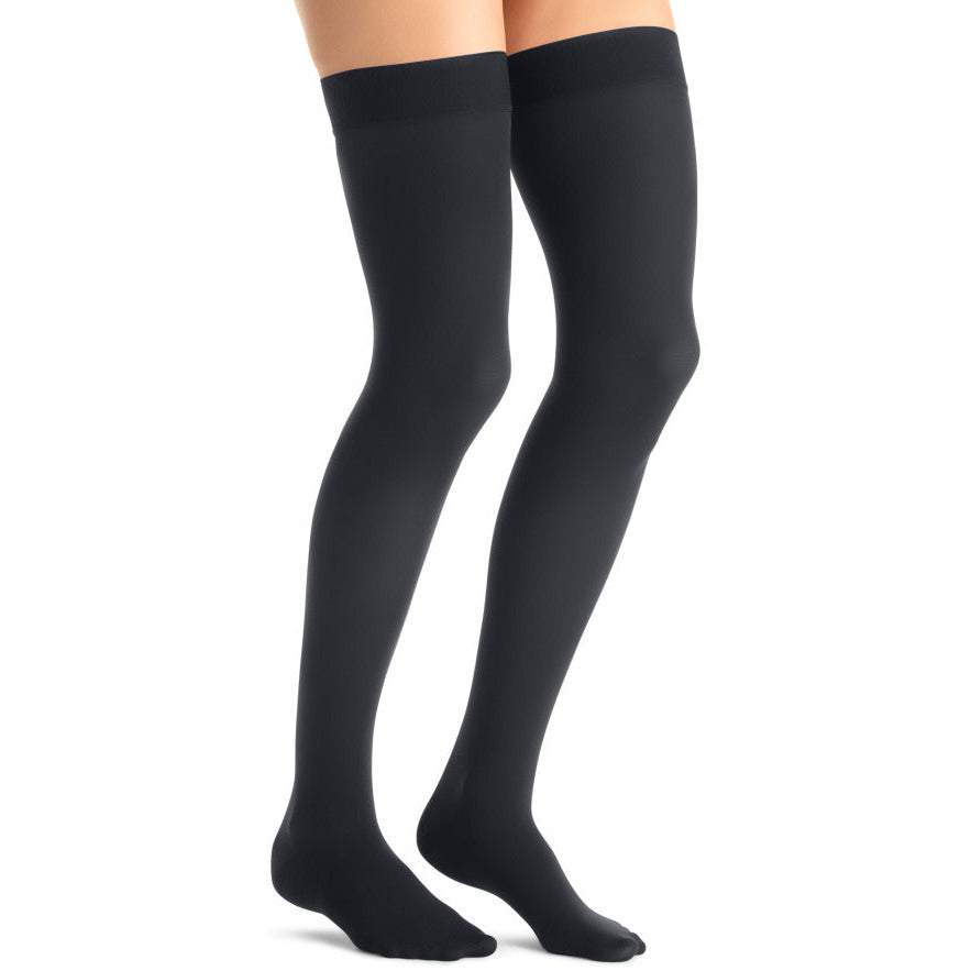 JOBST ® Cuisse haute opaque pour femmes 15-20 mmHg avec bande supérieure à pois en silicone, anthracite