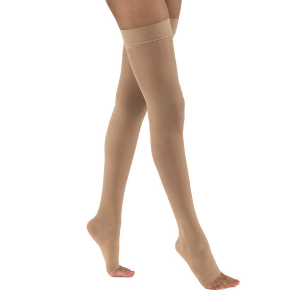 JOBST ® UltraSheer feminino 20-30 mmHg com dedos abertos na altura da coxa com faixa superior pontilhada de silicone, natural