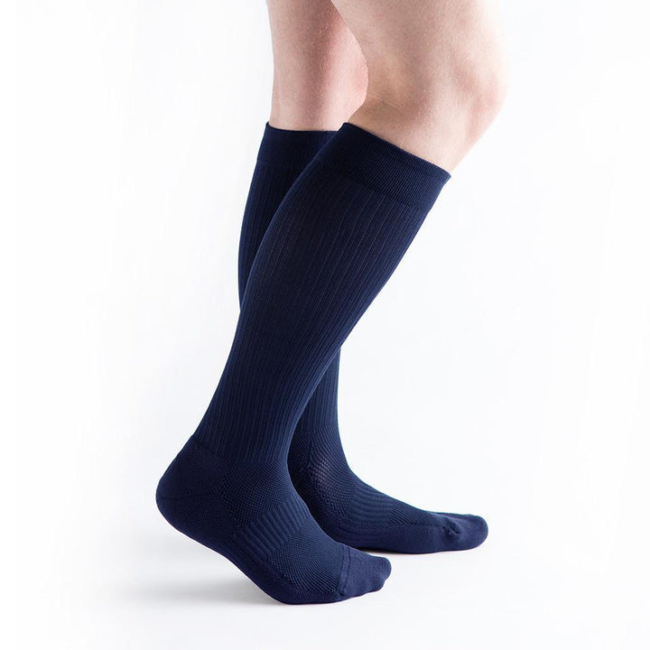 VenActive Chaussettes de compression Cushion Rib 15-20 mmHg pour hommes, bleu marine