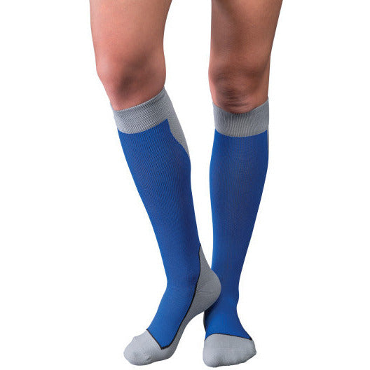 Meias JOBST ® Sport 20-30 mmHg até o joelho, azul/cinza