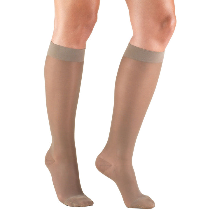 Truform Lites - Medias hasta la rodilla para mujer, 15-20 mmHg, color topo