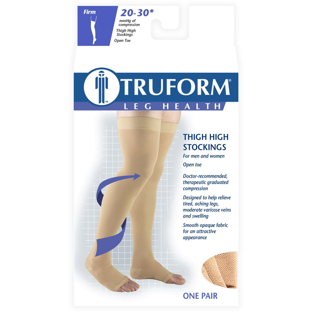 Truform 20–30 mmHg OPEN-TOE Oberschenkelhoch mit Silikonpunkt