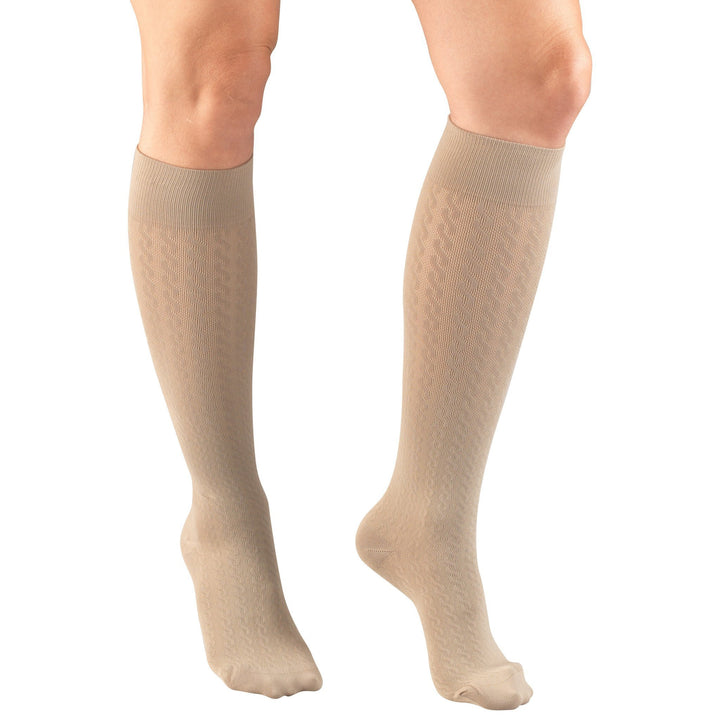 Calça feminina Truform com cabo de 15-20 mmHg na altura do joelho, bege