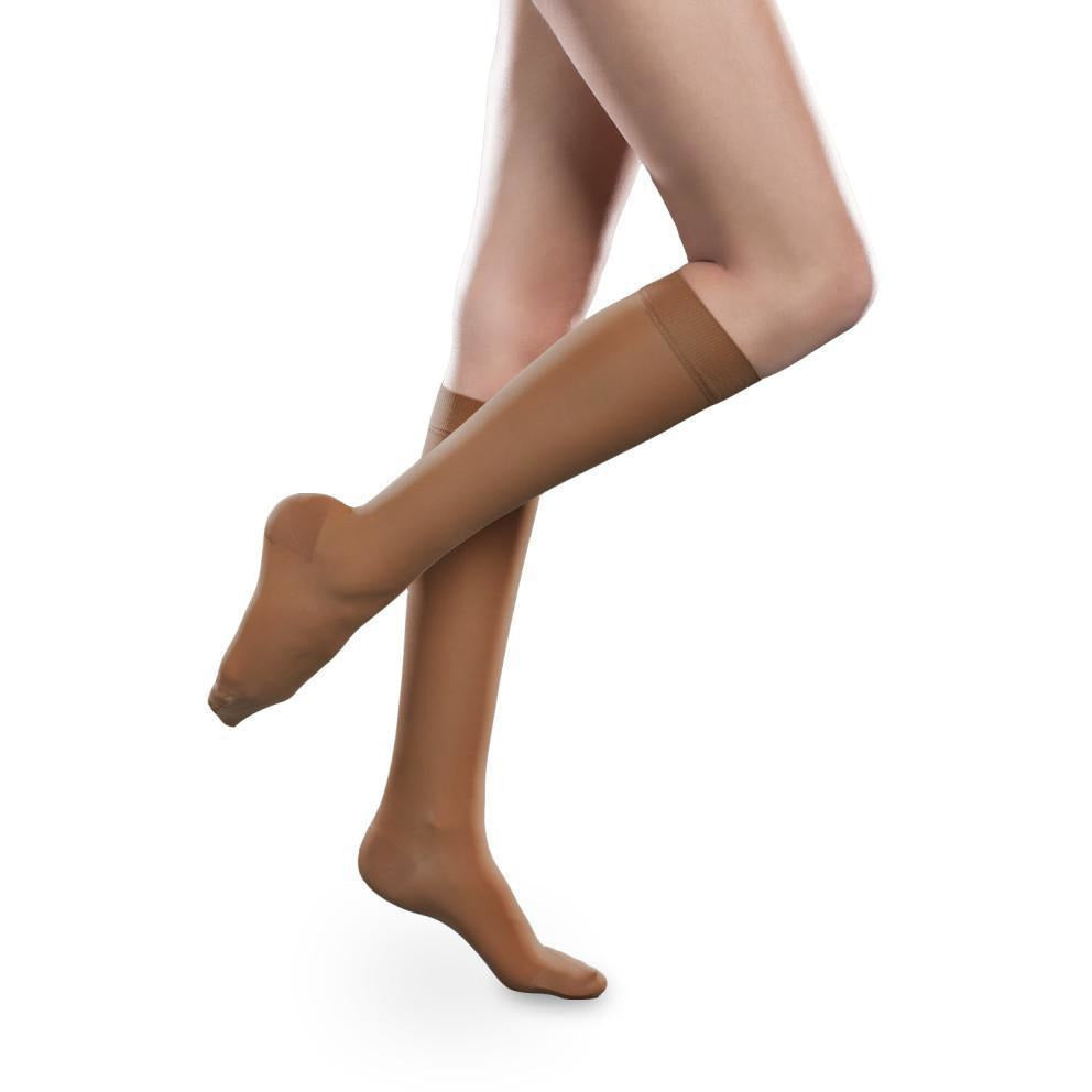 Therafirm Sheer Ease feminino 15-20 mmHg na altura do joelho, bronze