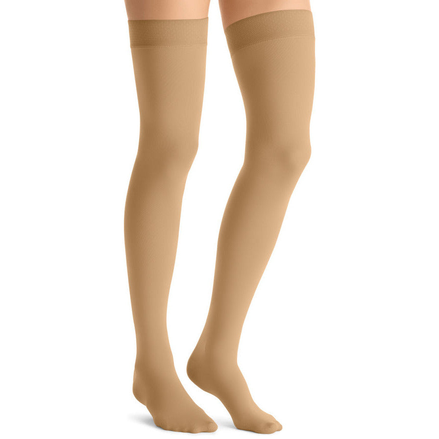 JOBST ® Cuisse haute opaque pour femmes 30-40 mmHg avec bande supérieure à pois en silicone, miel