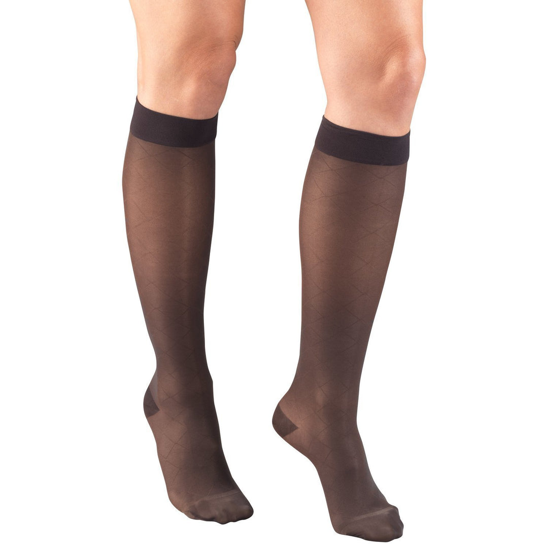 Truform Lites Women's 15-20 mmHg Diamond Knee High, Charcoal