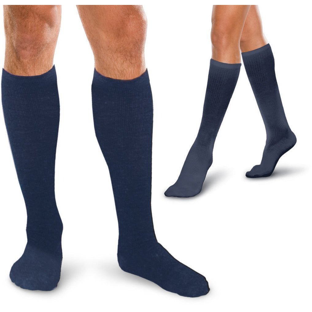 جوارب ضغط عالية للركبة مقاس 10-15 مم زئبق، باللون الأزرق الداكن