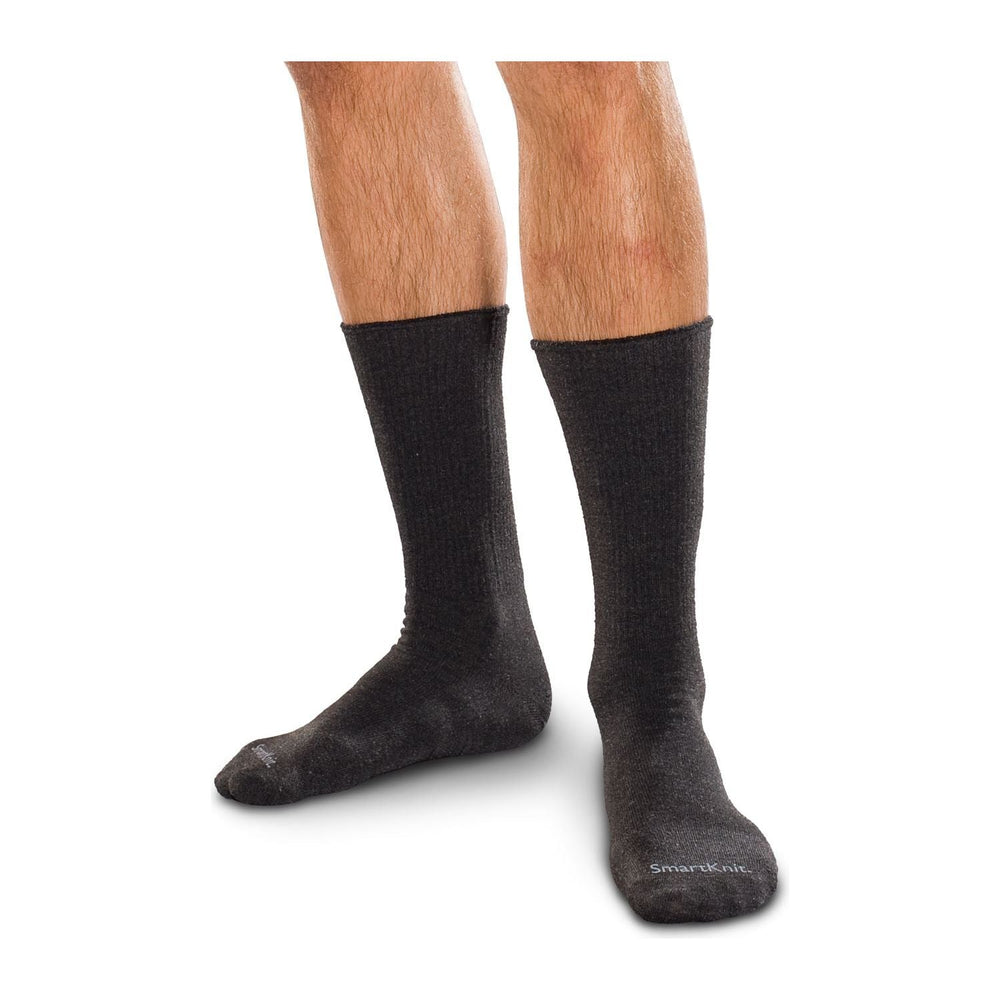 SmartKnit Seamless Diabetic WIDE Crew Socks, Black