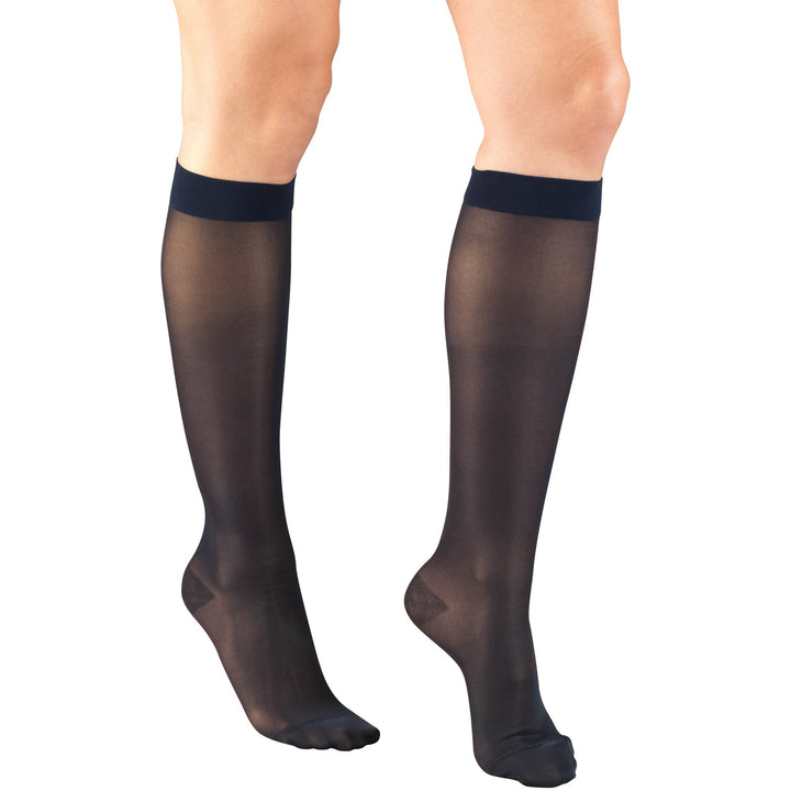 Truform Lites - Medias hasta la rodilla para mujer, 15-20 mmHg, color azul marino