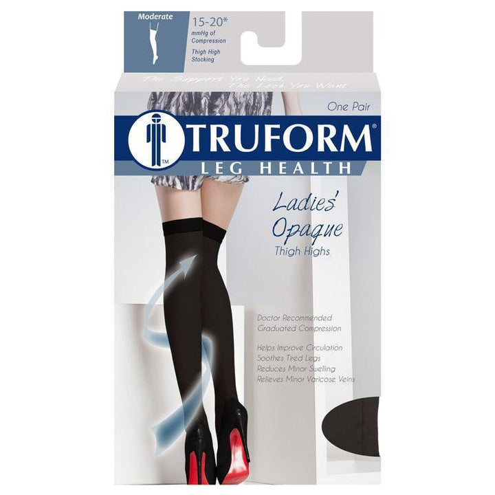 Truform Opaque feminino 15-20 mmHg na altura da coxa com ponto de silicone