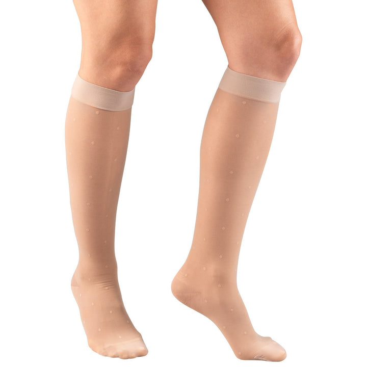 Truform Lites feminino 15-20 mmHg com pontos na altura do joelho, nude
