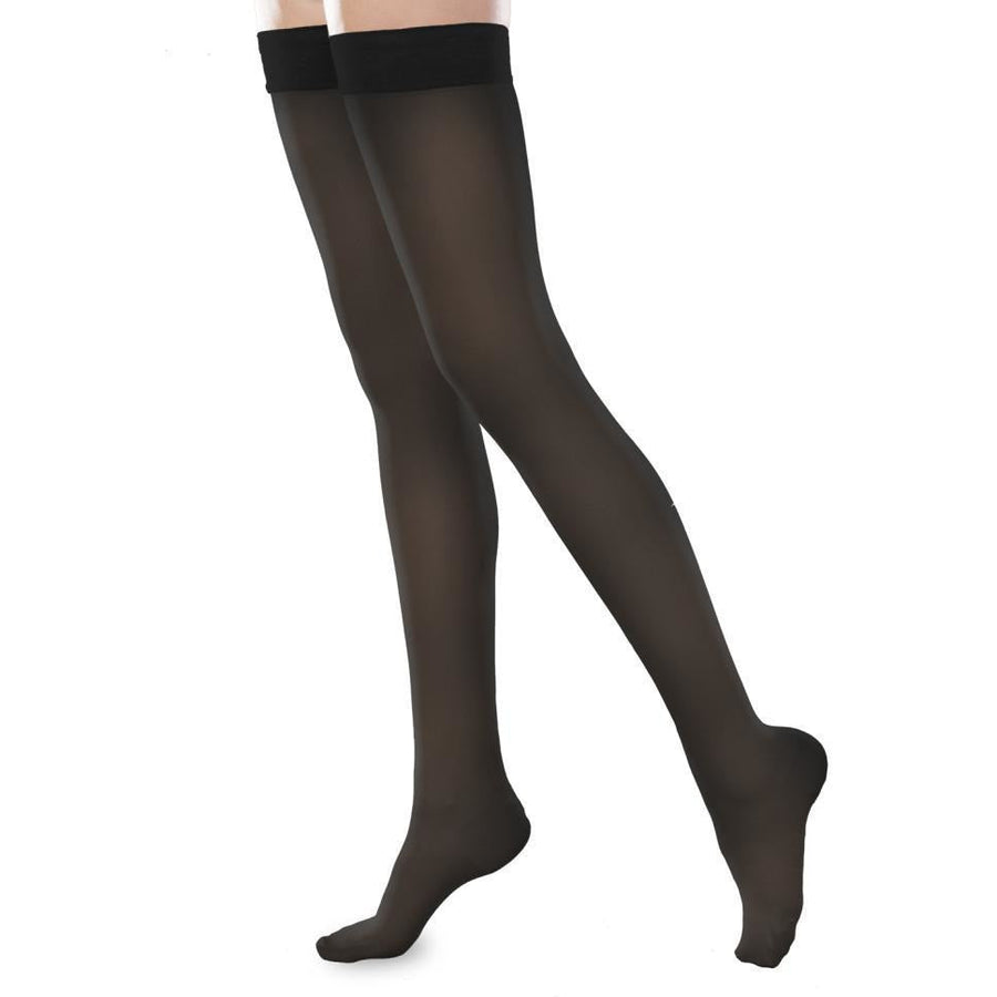 Therafirm Sheer Ease Damen-Oberschenkelstrümpfe, 30–40 mmHg, Schwarz