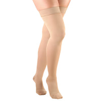 Truform Opaque Women's 15-20 mmHg Thigh High w/ Silicone Dot, Beige