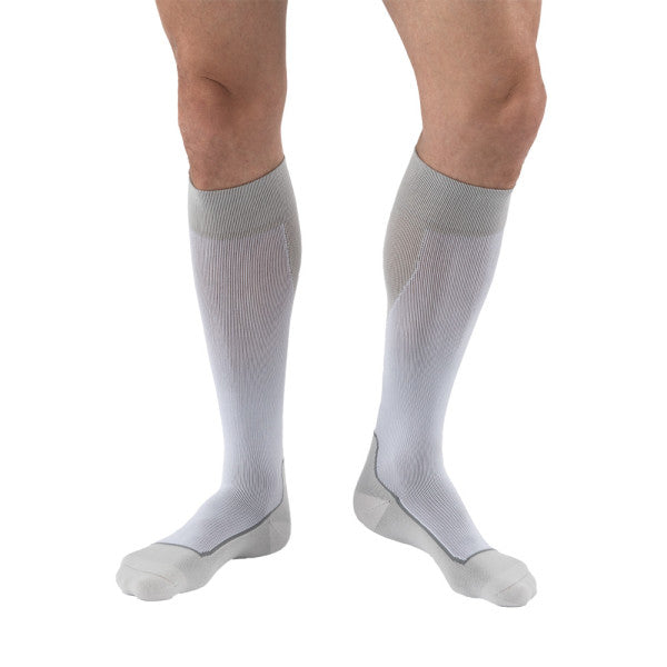 JOBST ® جوارب رياضية للركبة 15-20 مم زئبق، أبيض/رمادي