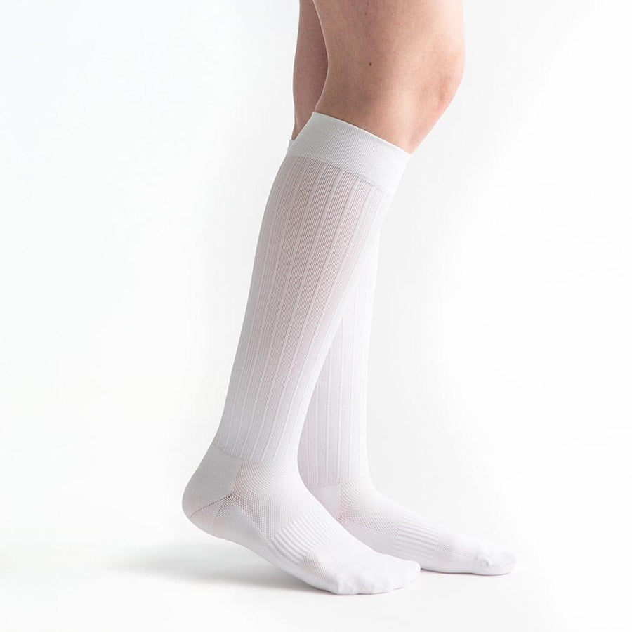 VenActive Pantalon coussiné pour femme, chaussette de compression 20-30 mmHg, blanc