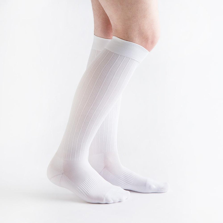 VenActive Chaussettes de compression Cushion Rib 15-20 mmHg pour hommes, blanc