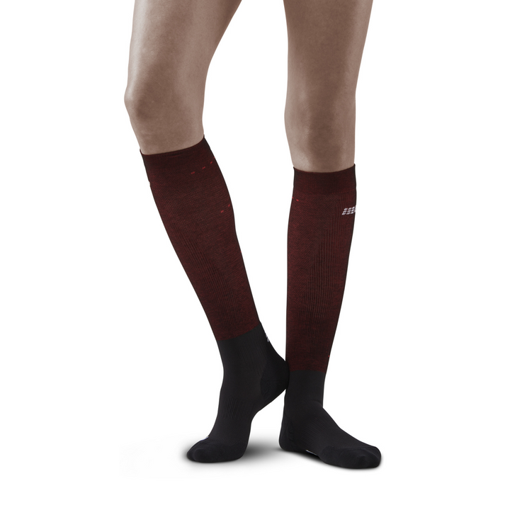 Chaussettes de compression de récupération infrarouge, femme, noir/rouge