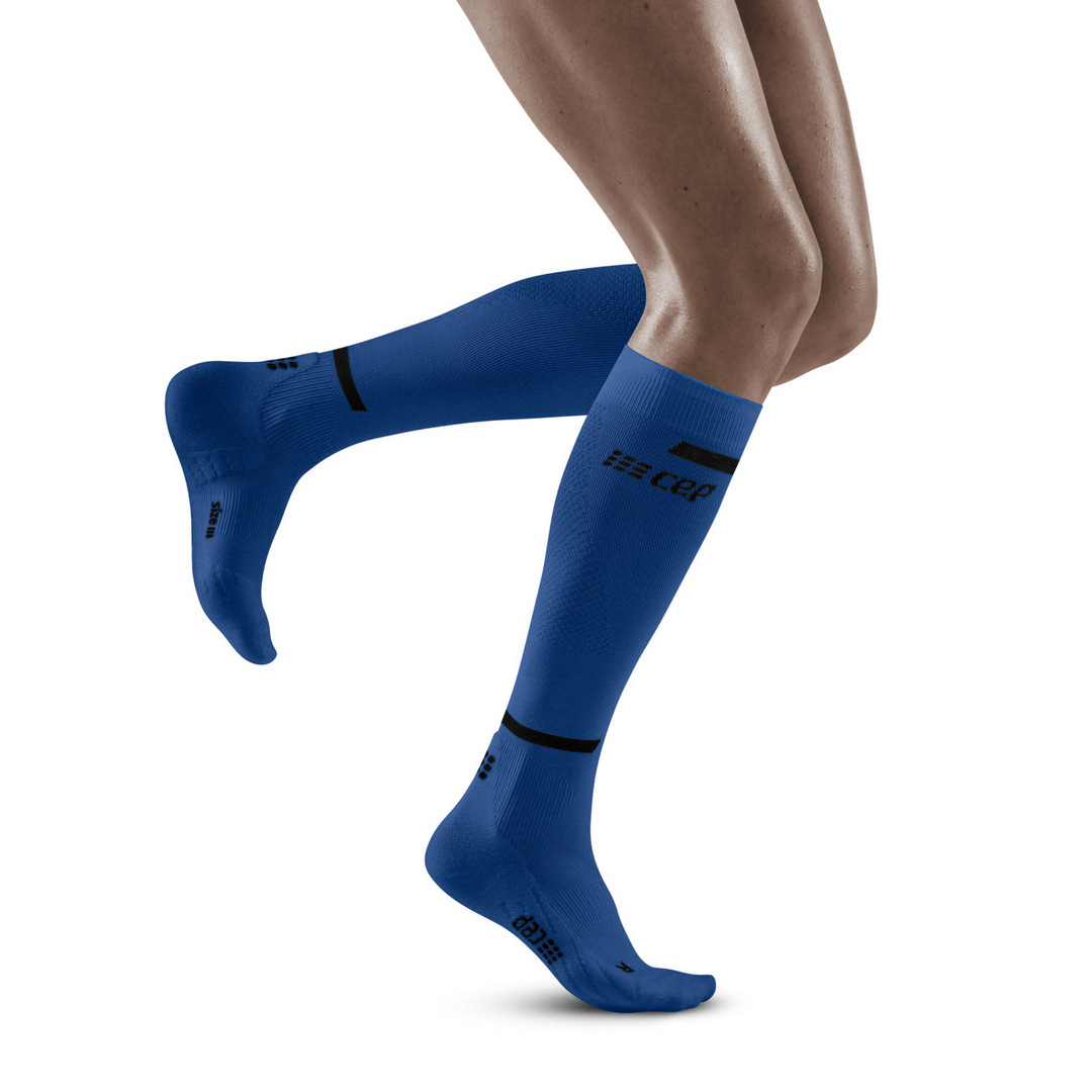The run compression chaussettes hautes 4.0, femme, bleu/noir