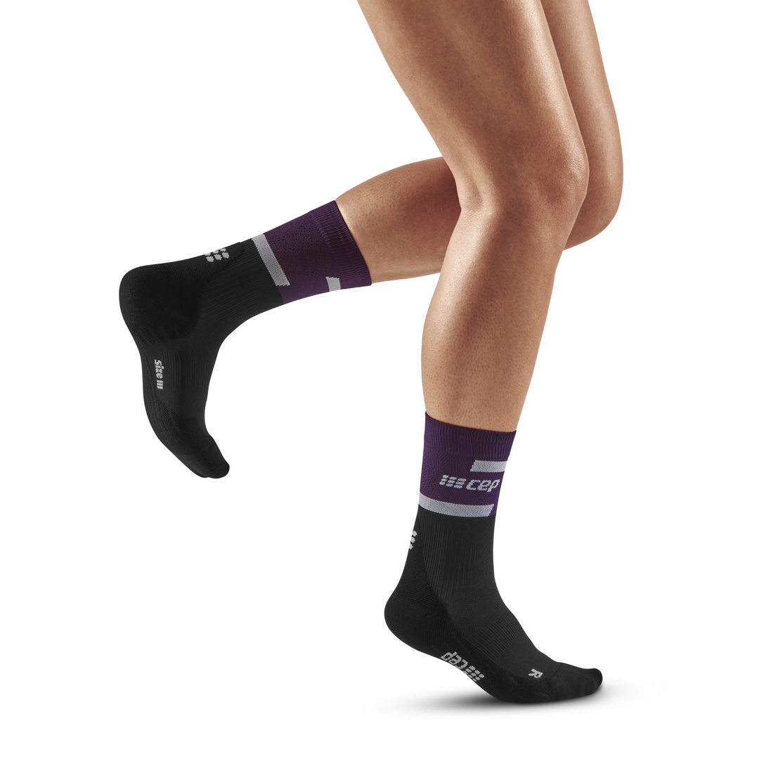 The run compression mi-cut chaussettes 4.0, femme, violet/noir