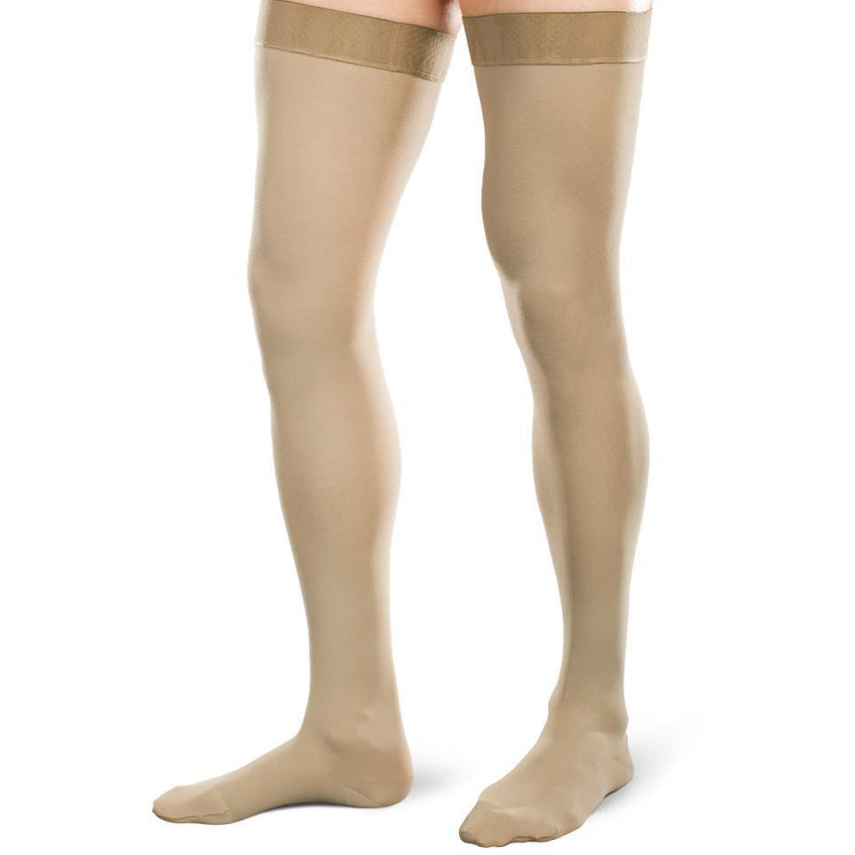 Therafirm Ease Opaque - Medias hasta el muslo para hombre (30-40 mmHg), color caqui